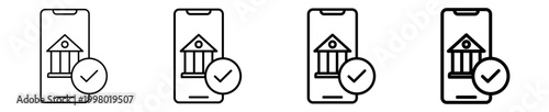 Global money transfer done line icon set. Editable vector stroke icon design