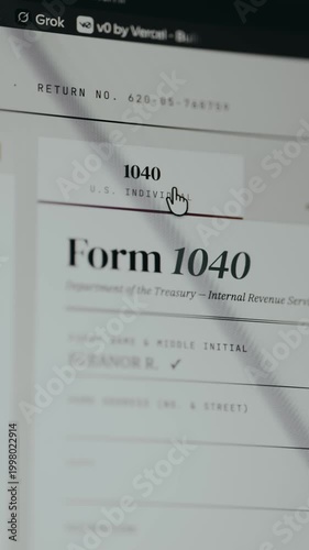 Tax Form 1040 being filled out