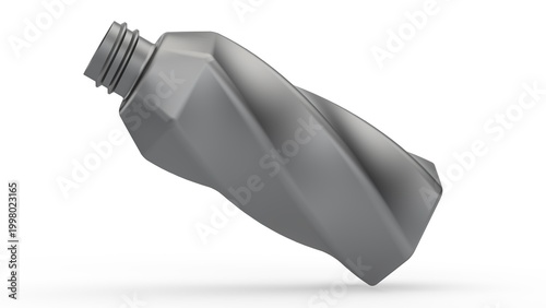 Metallic Grey Twisted Bottle. Isolated. White background. 3D render
