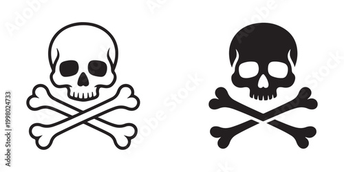 Skull and Crossbones Vector Icons Set