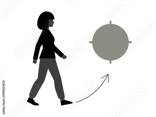 Person walking next to a gray satellite dish outdoors quickly