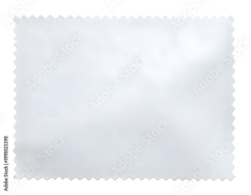 Blank white fabric swatch with serrated edge