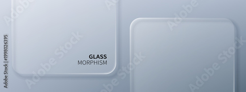 Glass morphism background with frosted rectangular panels. Abstract UI design concept with translucent layered elements. Minimalist vector illustration for digital user interface layout.