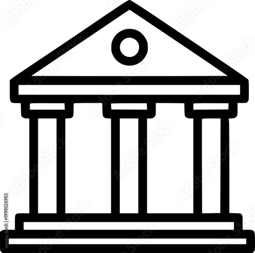 Bank building icon financial institution courthouse symbol isolated on white background