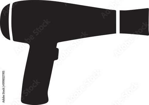 Black silhouette hair dryer with nozzle attachment Vector