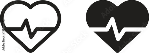 Heartbeat heart icons representing life love and medical vital signs