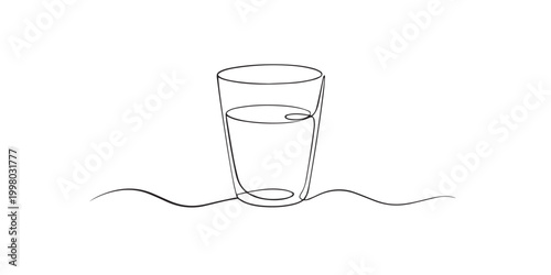 Fotografie One line drawing of a water glass