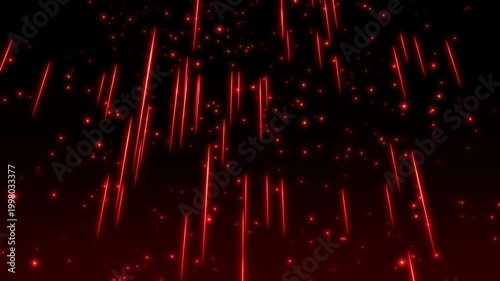 red Light Streaks and Particles Abstract Background