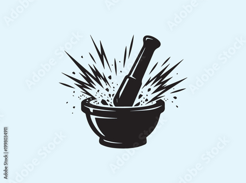 Black silhouette of a kitchen tool for high speed crushing for use in professional kitchen station operational procedures and buffet service standards and guidelines