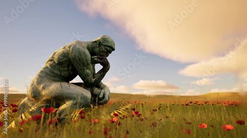 Ancient Greek Statue in Nature Landscape