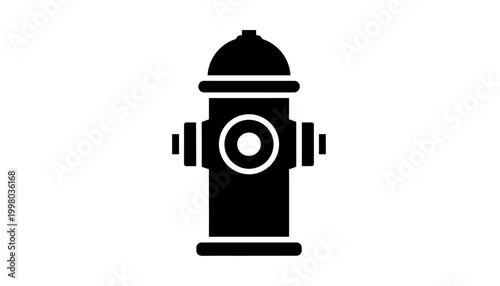 Fire hydrant icon, black silhouette, emergency water supply, urban infrastructure symbol, vector graphic