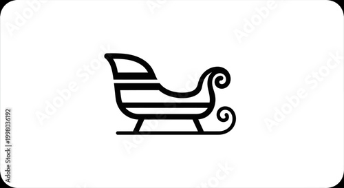 Black Christmas sleigh icon, holiday vector graphic, winter decoration element, festive symbol