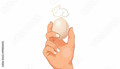 Hand holding egg, steaming egg, vector illustration, kitchen icon, cooking symbol