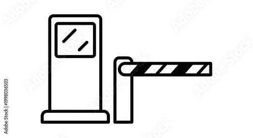 Parking, gate, barrier, toll, booth icon, vector, black, white