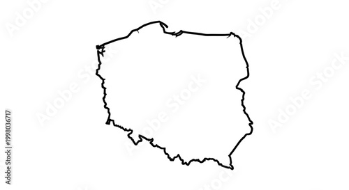 Poland, map outline, vector illustration, black line, geographic shape