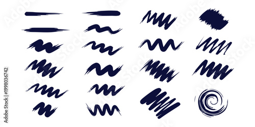Brushstroke silhouettes a collection of abstract dark blue paint swatches