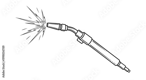 Welding torch, plasma cutter, sparkler, industrial tool, metalwork equipment, vector illustration
