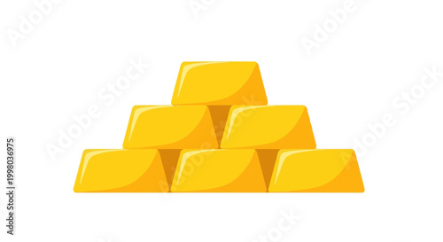 Golden bars, gold ingots, precious metal, wealth icons, vector graphics