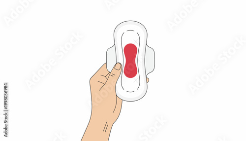 Sanitary pad, feminine hygiene product, menstrual health icon, vector illustration, white background