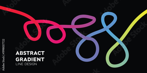 Colorful Gradient Infinity Ribbon Waves on Black Background – Abstract Neon Flow Lines