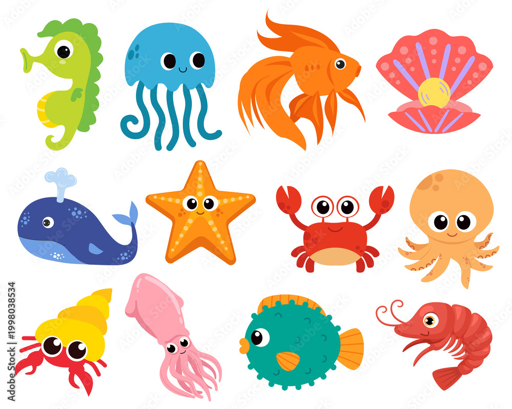 Fototapeta premium Cute Sea Animals