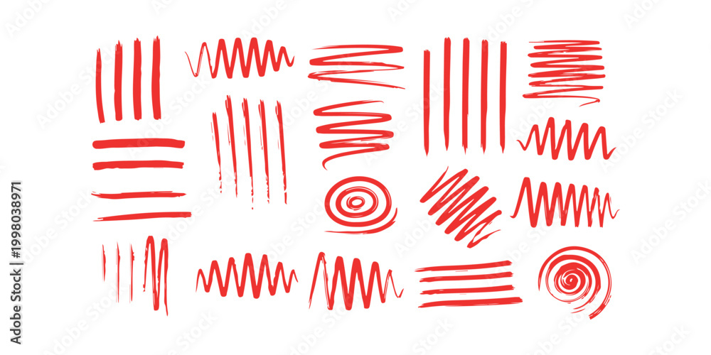 Obraz premium Abstract red lines and scribbles a colorful energetic pattern with silhouette elements