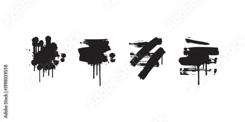 Abstract brushstroke silhouettes a collection of dark ink splashes and textural marks