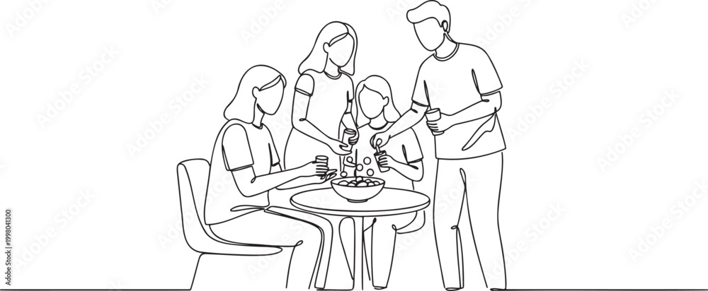Obraz premium 134_continuous line art frien_traced