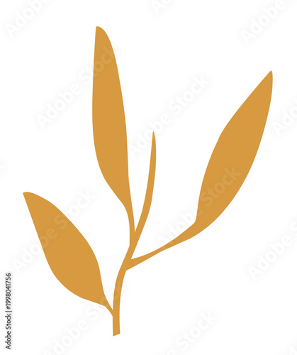 simple illustration of brown dry leaf branch