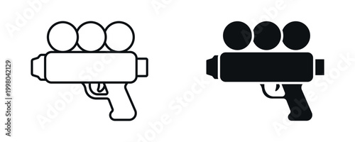 Foam blaster icon set, fire suppression spray gun equipment icon in line and flat style. vector illustration.