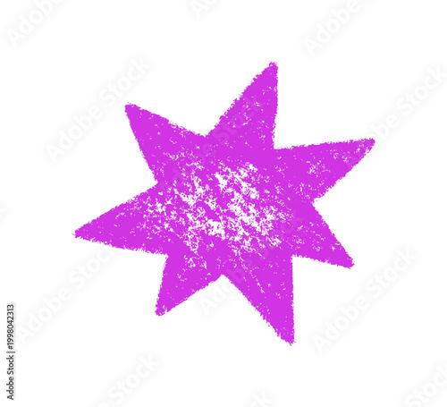 Crayon irregular star shape icon. Abstract chalk starburst symbol. Hand drawn burst sticker. Graphic design collage element. Spiky cartoon figure. Vector illustration isolated on white background.