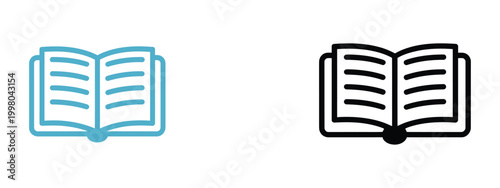 Book icon, open book signs, ebook education symbols, cyan black designs, learning knowledge concept, vector illustration