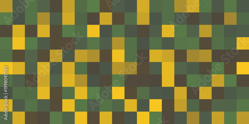 Abstract Tiled Surface Pattern, Squares Colored with Random Shades of Green and Amber - Wide Scale Geometric Mosaic Texture - Generative Art, Vector Background Design