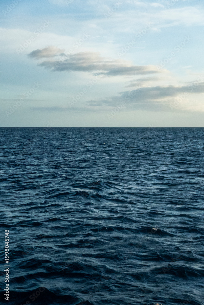 Obraz premium Open ocean horizon with soft waves under cloudy sky
