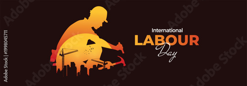 Happy Labour Day concept. 1st May- International labor day concept. Labor safety and right at Workplace. World Day for Safety and Health at Work concept. Safety first for worker.	
