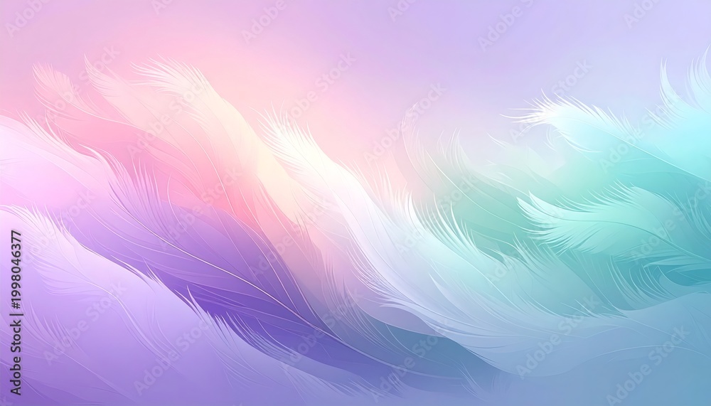 Obraz premium Soft pastel feathers floating gradient background design