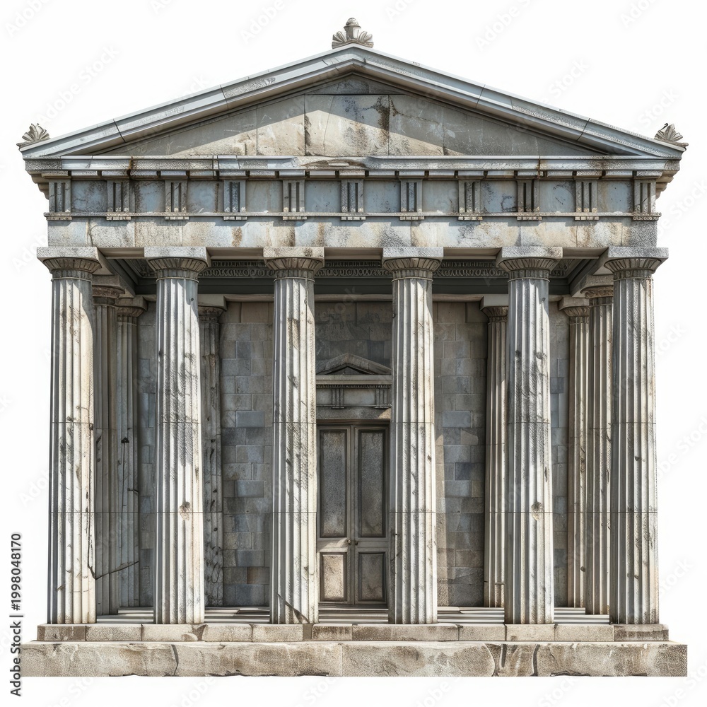 Fototapeta premium Ancient greek temple with doric columns stands majestically, its weathered facade hinting at centuries of history