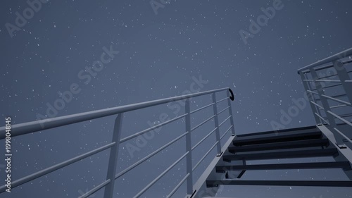 Stairs in Heavy Snow Winter Minimal Scene
