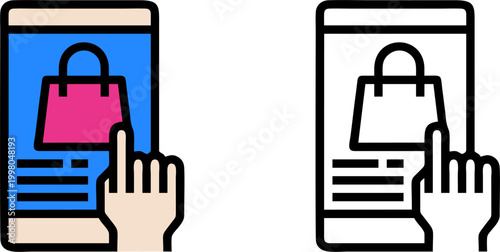 Mobile Shopping Application Interface User Interaction Vector
