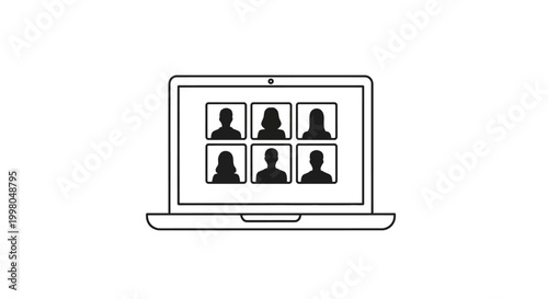 online meeting, video conference on laptop, remote team