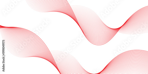Vector abstract red background with dynamic red waves, lines and particles.