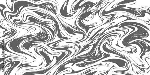 Abstract fluid marbled patterns with dynamic textures and swirling forms, creating an artistic impression in grayscale. 