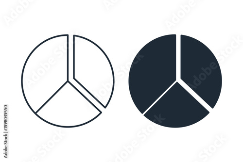 Variant of a circular analytical chart. Data segmentation, visual analysis. Vector linear icon illustration isolated on white background.