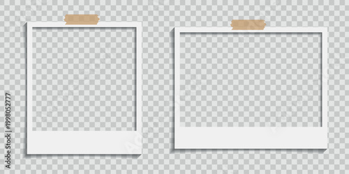 Realistic blank White Polaroid Photo Frame Set – Realistic Polaroid Frames and Photo Mockup Collection with Shadows for image album, camera, wedding, party, family vector illustration