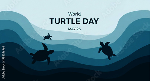 World Turtle Day May 23 Vector Illustration with Sea Turtles