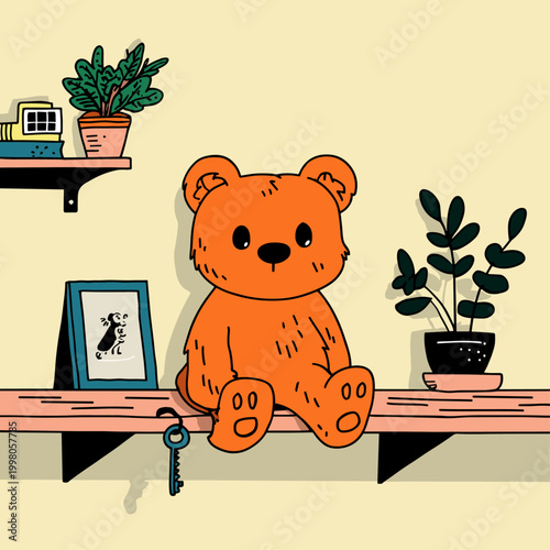 A Teddy Bear and Objects on a Shelf Telling a Story of Memories