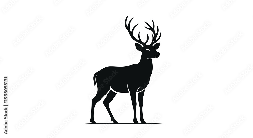 Obraz premium Majestic Stag Silhouette with Antlers