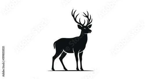 Majestic Stag Silhouette with Antlers