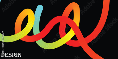 Fotografie Vibrant colorful loops intertwined in graphic design on black background