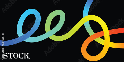 Bild auf Leinwand Vibrant multicolored abstract lines intersect on black background with stock
